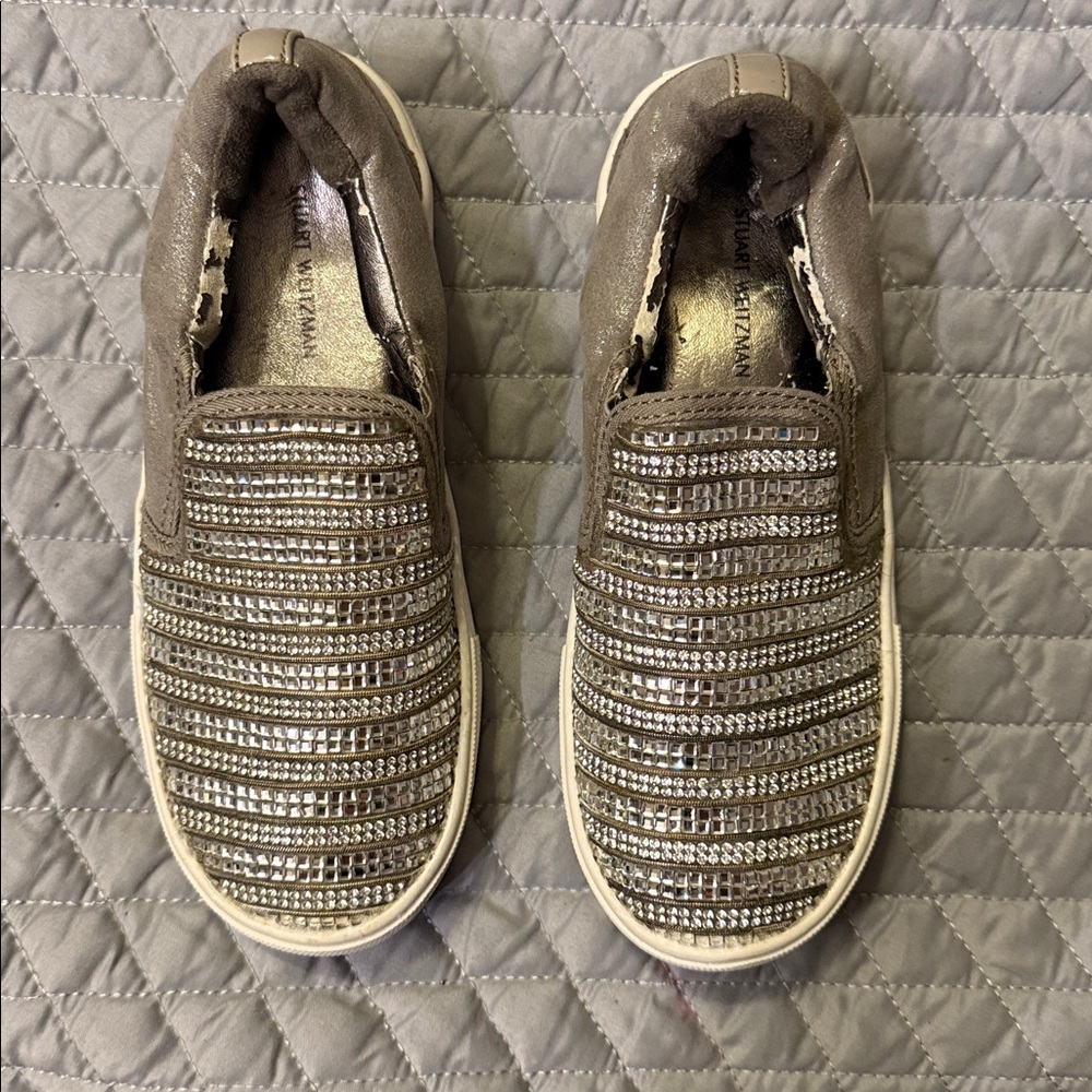 ✨ Stuart Weitzman Kids Rhinestone Slip-On Sneakers – Size 13 (New with Flaw)